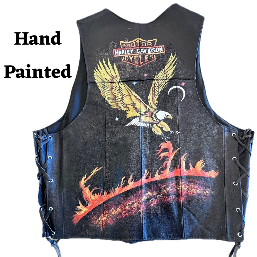 HAND PAINTED DESIGN UNISEX 
UNIQUE BLACK VEST see measurements